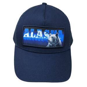 Alaska Snapback Trucker Hat Blue One Size Adjustable Mesh Back Alaska Outpost